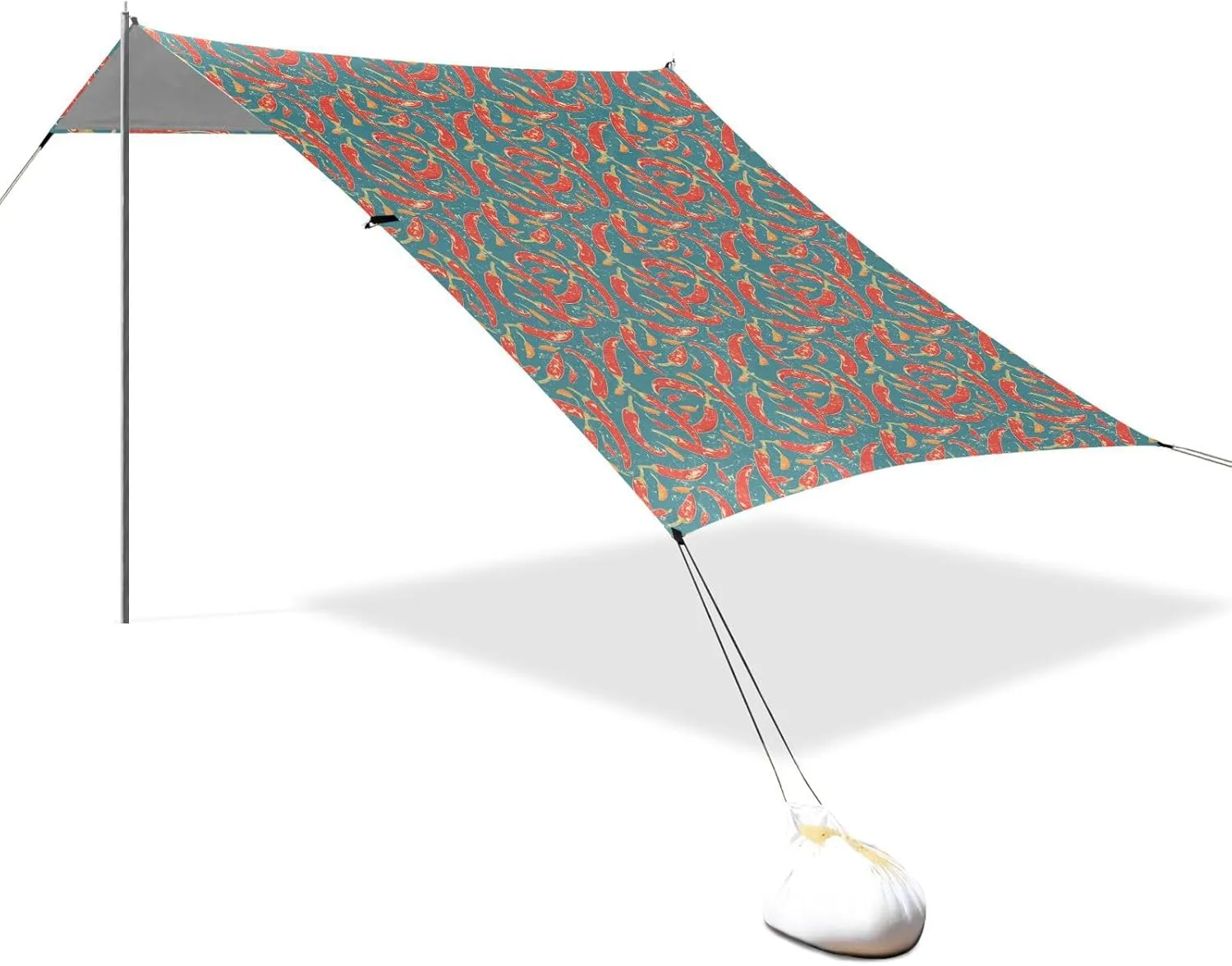 Retro Peppers Blue Beach Tent UPF50  Protection Easy Setup Shade Sun Shelter with Carrying Bag for Camping Trips, Fishing, Backyard Fun or Picnics