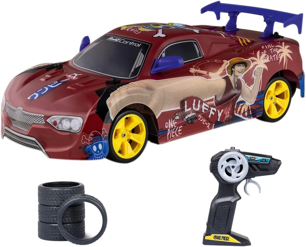 Revell Control Itasha Anime One Piece RC Drift Car with LED Underbody Lighting 1:18 Scale 2.4 GHz Radio Control Toy Vehicle