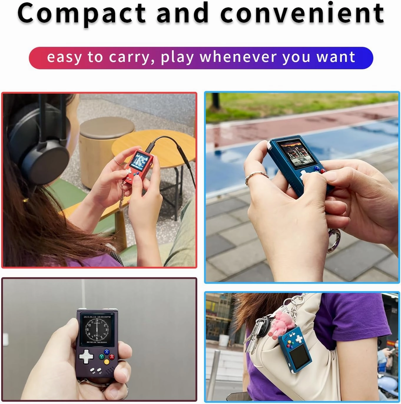 RG Nano Pocket Mini Video Handheld Game Console Keychain 1.54" IPS Screen Aluminum Alloy Game Player Linux System 64G TF Card Preload 5360 Classic Games 1050mAh Battery Hi-fi Speaker