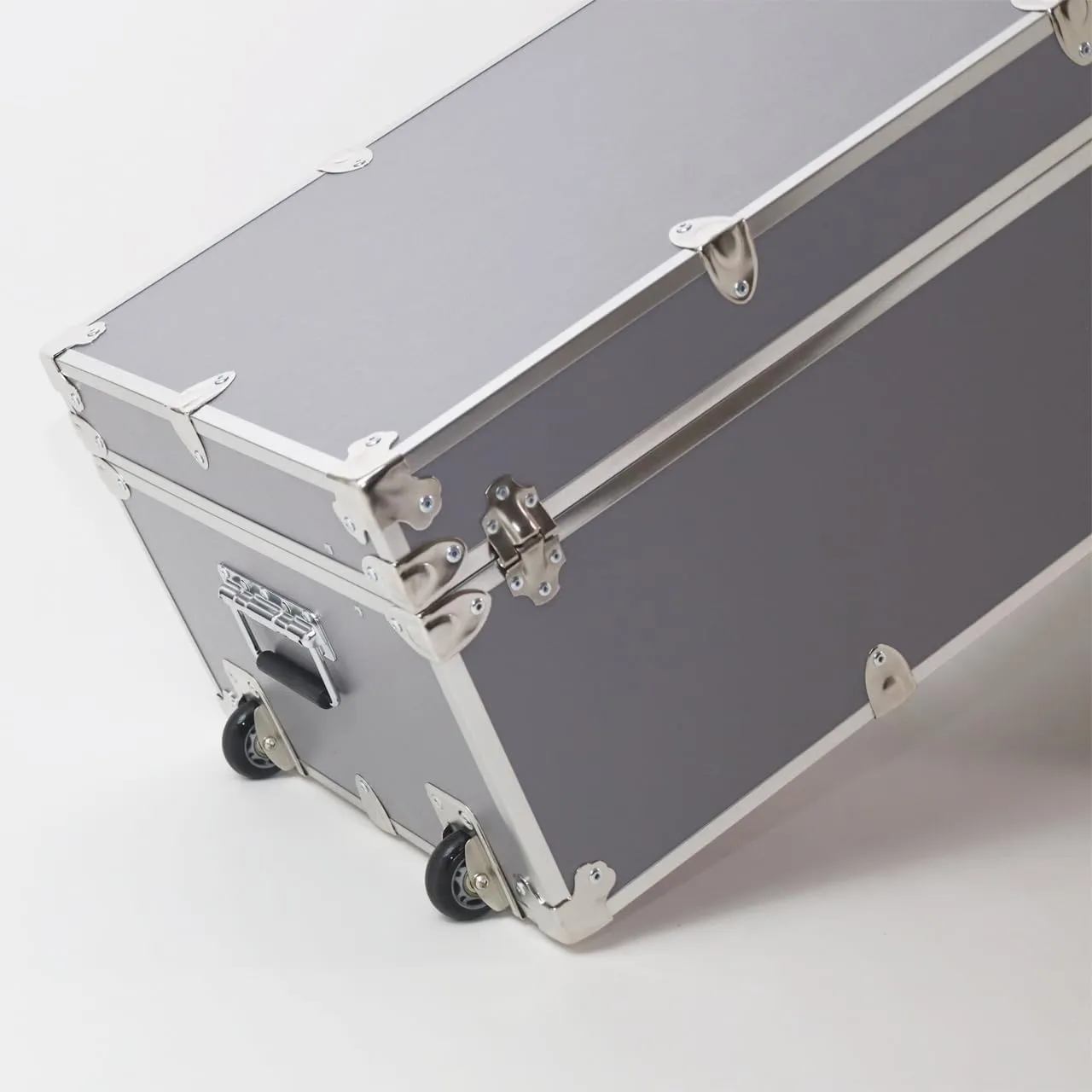Rhino Trunk & Case Large Essential College Trunk with Wheels - Secure Dorm Storage Chest - Ideal Footlocker for Students - Strong Trunks with 1000  Pound Sitting Capacity 32"x18"x14" (Gray)