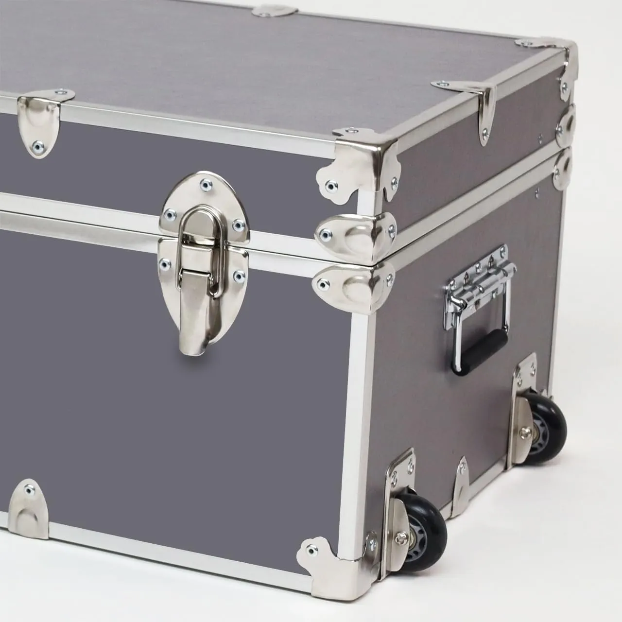 Rhino Trunk & Case Large Essential College Trunk with Wheels - Secure Dorm Storage Chest - Ideal Footlocker for Students - Strong Trunks with 1000  Pound Sitting Capacity 32"x18"x14" (Gray)