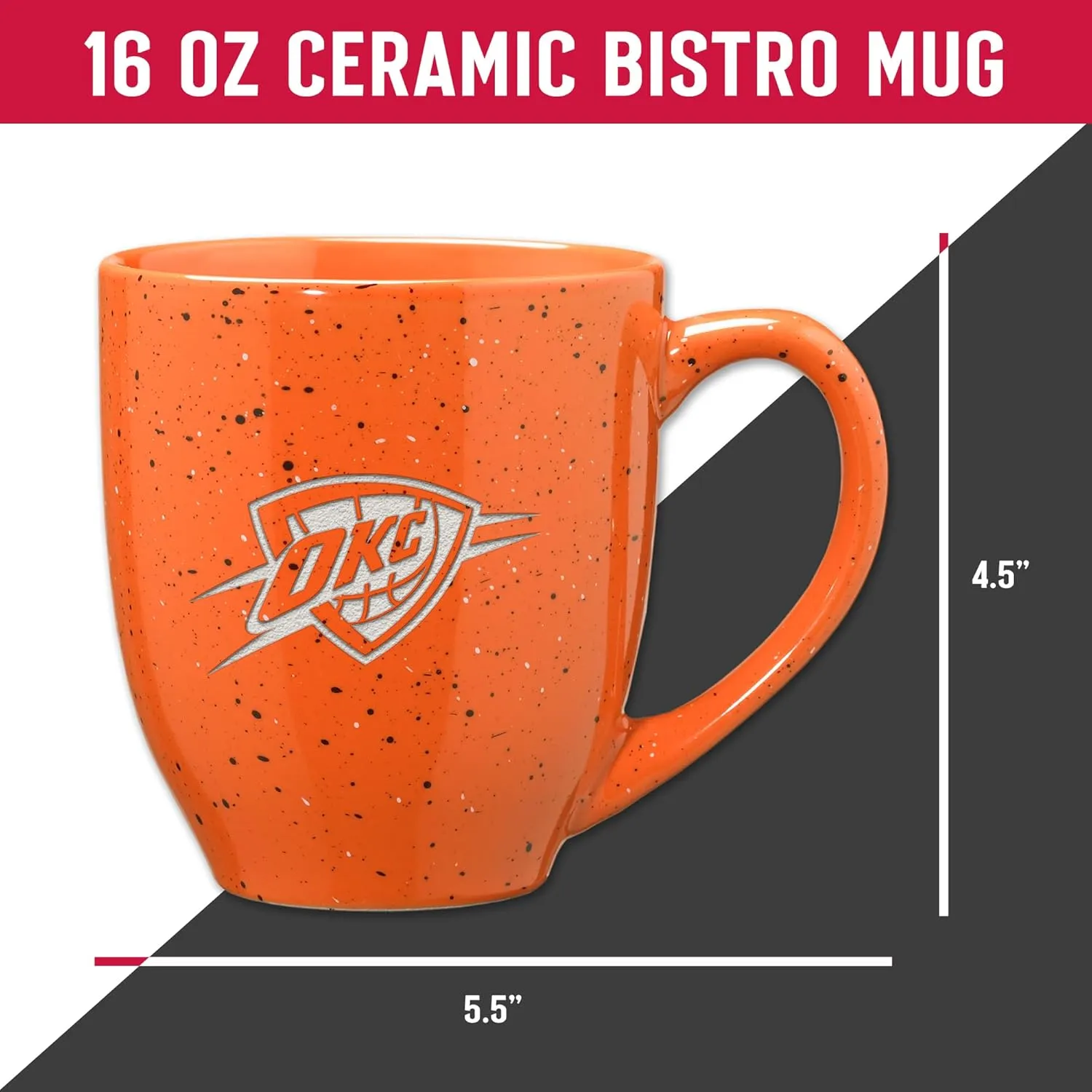 Rico Industries NBA Basketball Alternate 16 oz Team Color Laser Engraved Speckled Ceramic Coffee Mug