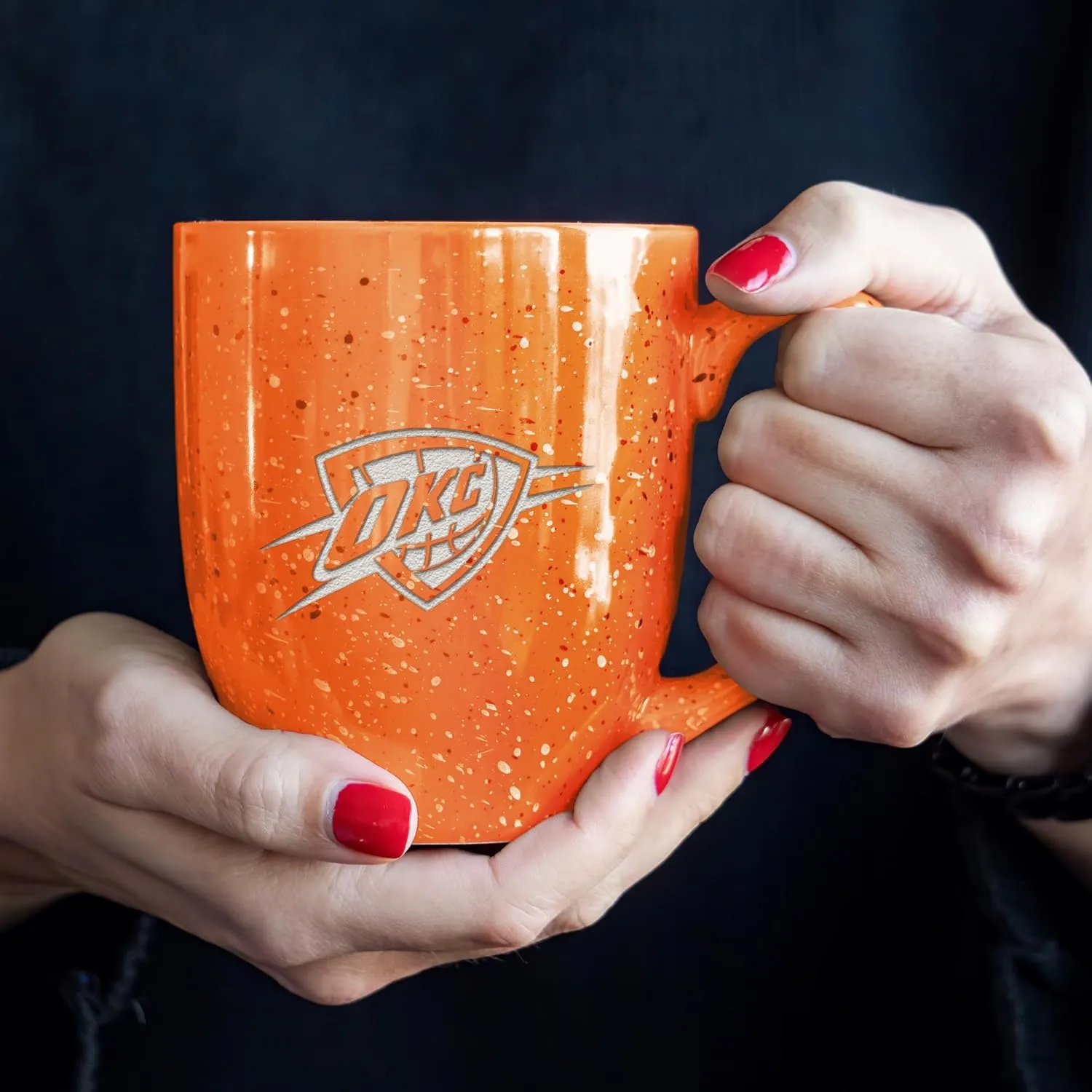 Rico Industries NBA Basketball Alternate 16 oz Team Color Laser Engraved Speckled Ceramic Coffee Mug
