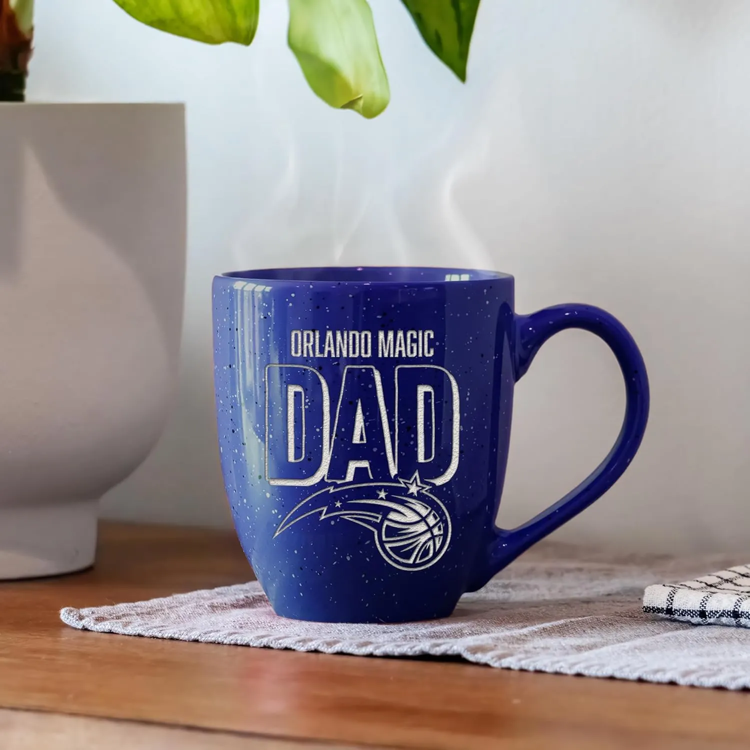 Rico Industries NBA Basketball Dad 16 oz Team Color Laser Engraved Speckled Ceramic Coffee Mug