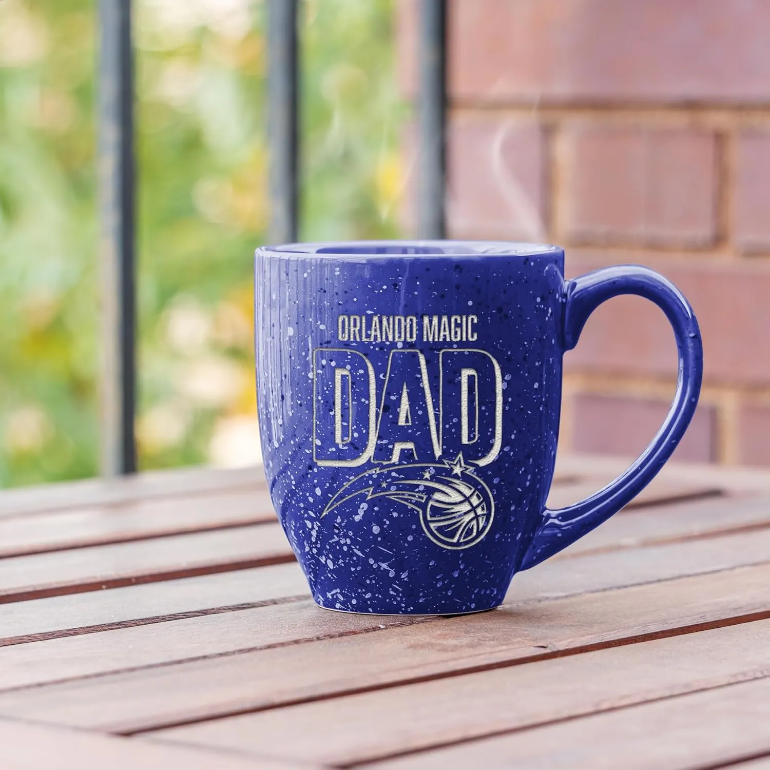 Rico Industries NBA Basketball Dad 16 oz Team Color Laser Engraved Speckled Ceramic Coffee Mug