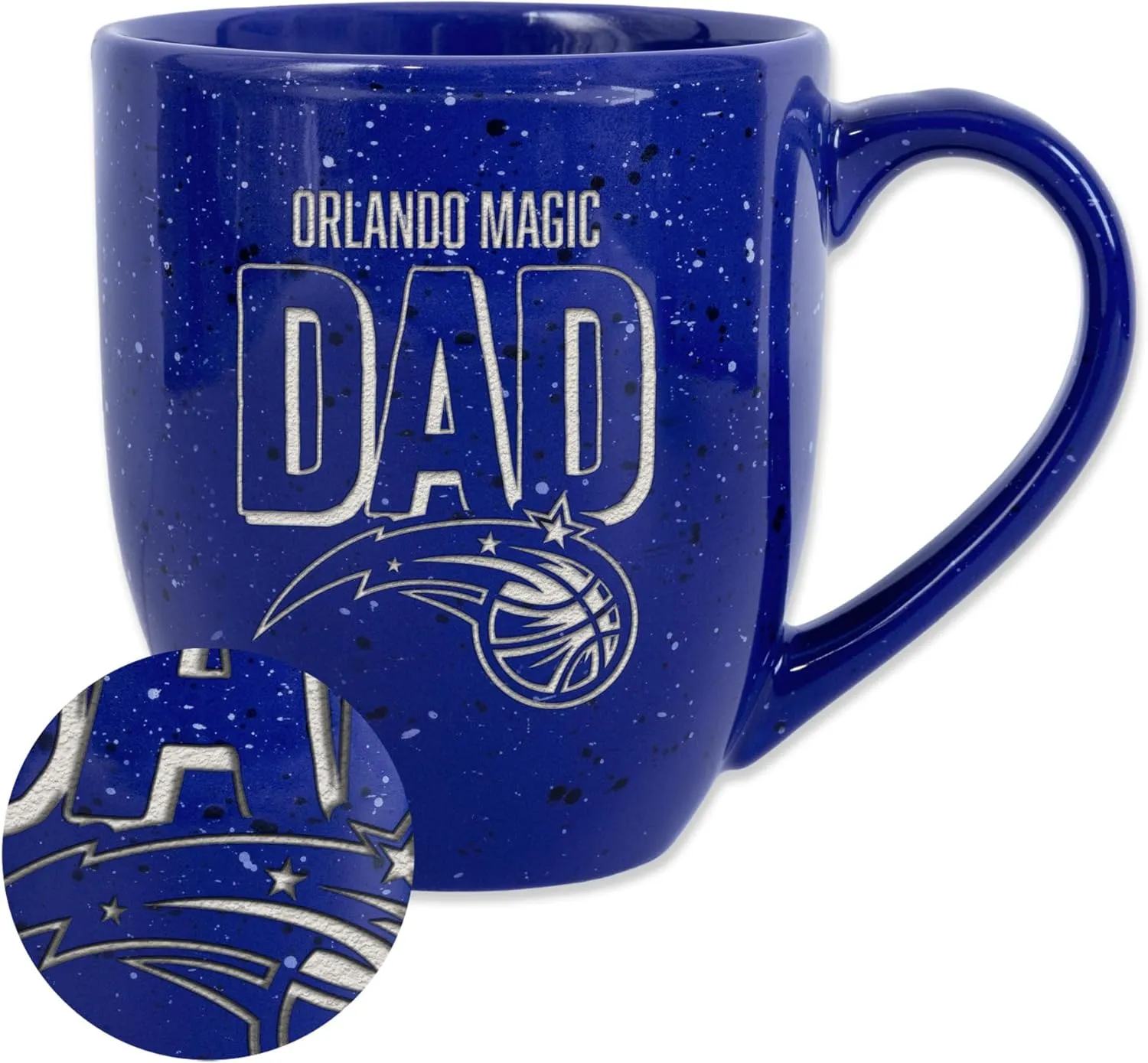 Rico Industries NBA Basketball Dad 16 oz Team Color Laser Engraved Speckled Ceramic Coffee Mug