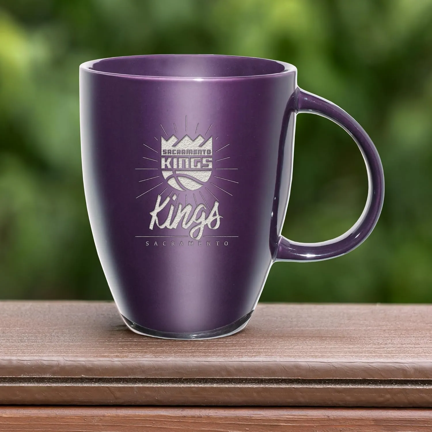 Rico Industries NBA Basketball Sunburst 18oz Laser Engraved Ceramic Lustre Mug