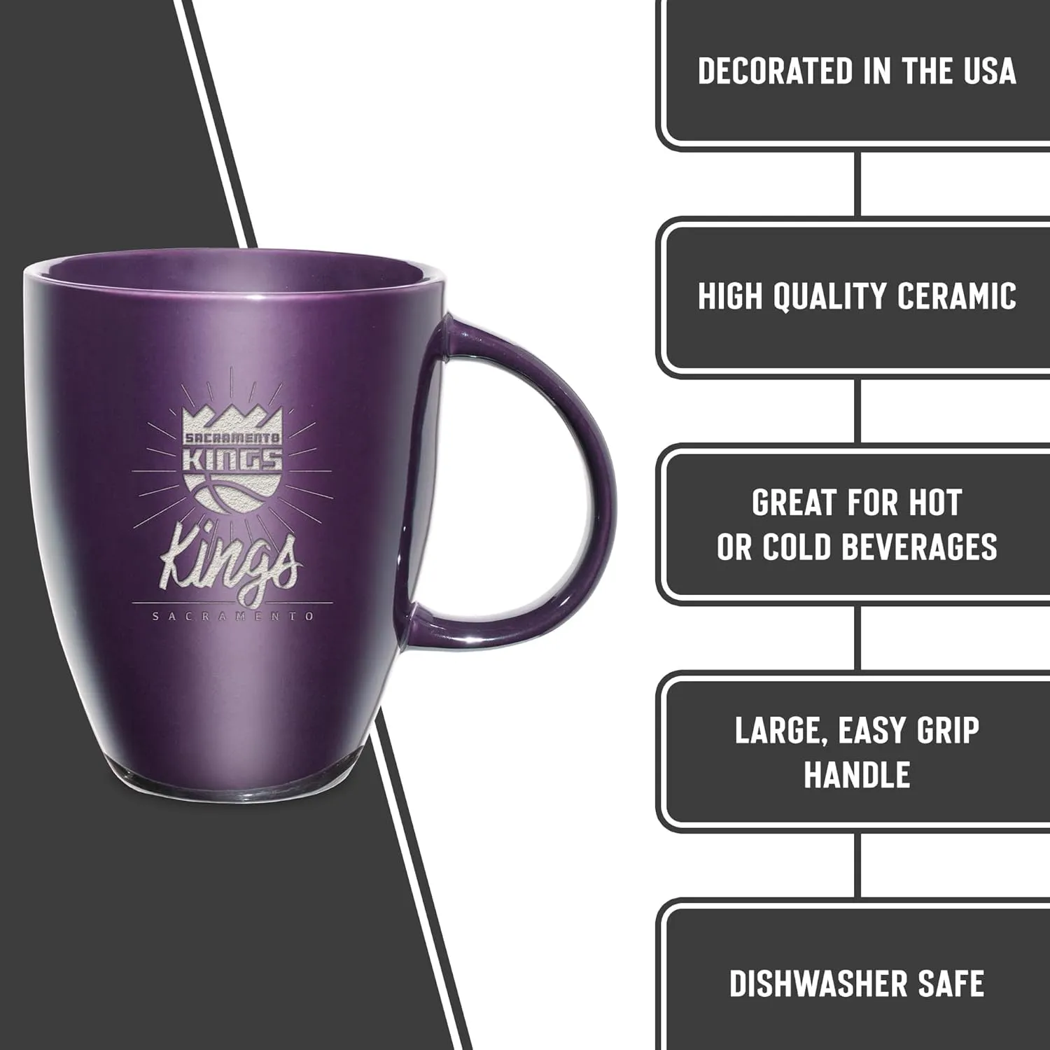 Rico Industries NBA Basketball Sunburst 18oz Laser Engraved Ceramic Lustre Mug