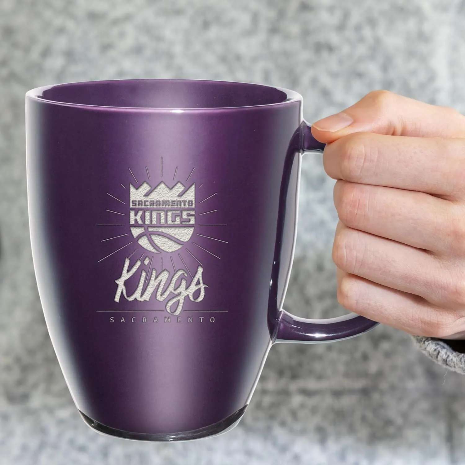 Rico Industries NBA Basketball Sunburst 18oz Laser Engraved Ceramic Lustre Mug