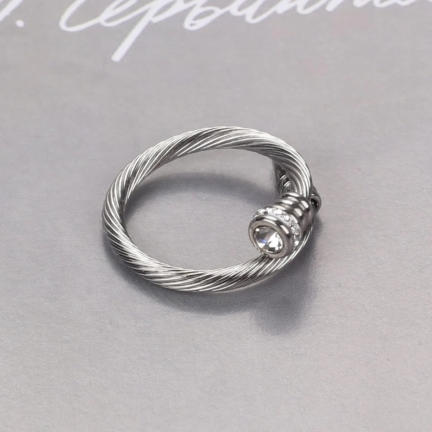Ring for Women Adjustable Cable Nail Rings Open Stackable Cubic Zirconia Vintage Designer Fashion Jewelry Girlfriend Wife Mom Gift