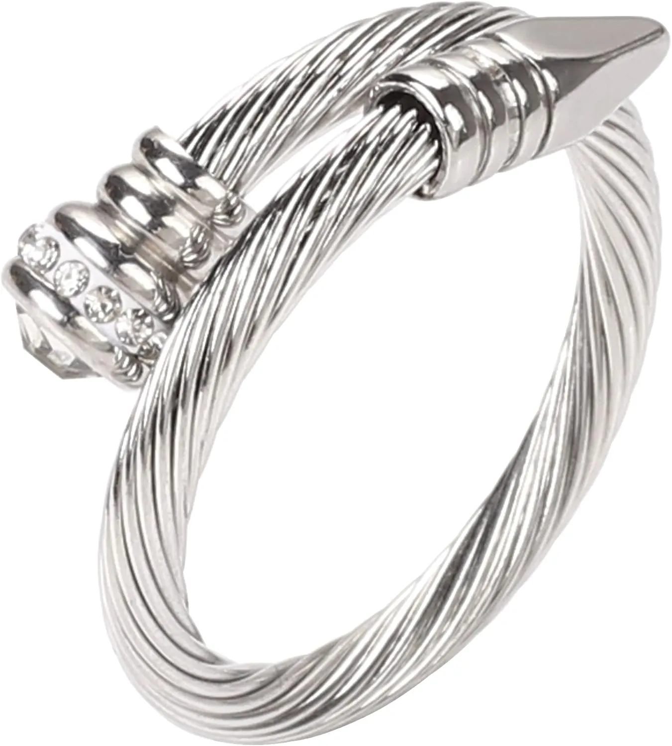 Ring for Women Adjustable Cable Nail Rings Open Stackable Cubic Zirconia Vintage Designer Fashion Jewelry Girlfriend Wife Mom Gift