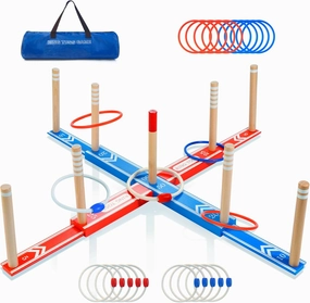 Ring Toss Game for Adults, 20 Rings & Carrying Bag- Upgraded 30" Extra Large Outdoor Backyard/Indoor Party Game(All Weather)- Easy Setup Yard Game for Kids Family Toy for Boys & Girls