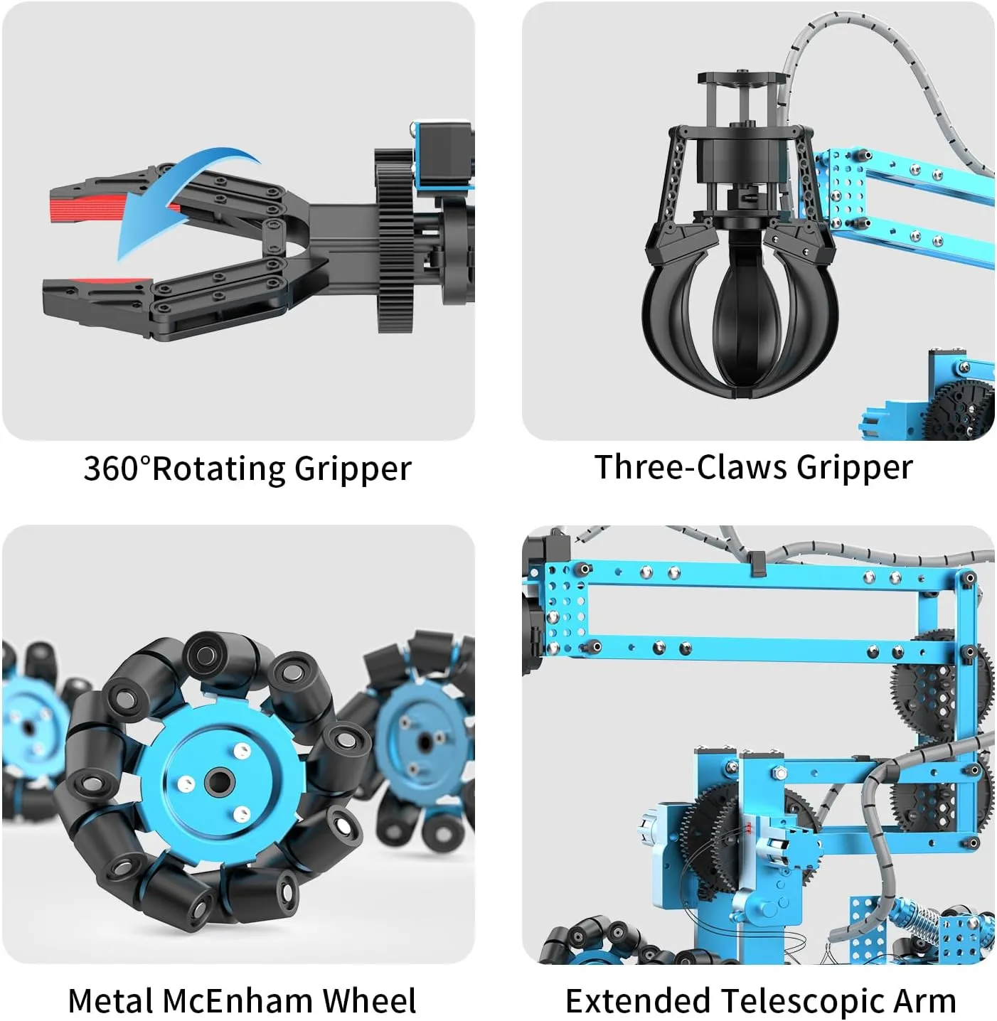 Robot Arm Kit Toys, Flexible Remote Control Robotic Arm with 360° Gripper and Wheels, 2 in 1 Science Kit Best Bithday Gifts for Kids Adults, No Assembly Required Robot Arm (with Gift)