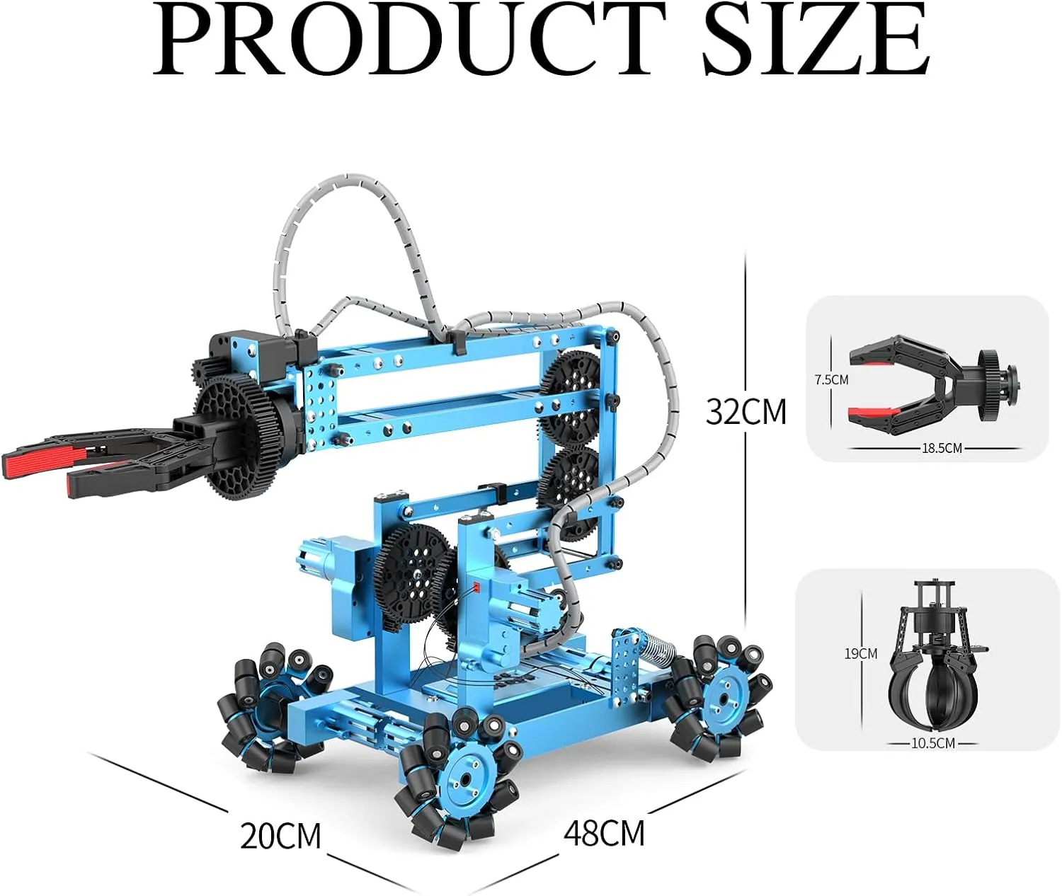 Robot Arm Kit Toys, Flexible Remote Control Robotic Arm with 360° Gripper and Wheels, 2 in 1 Science Kit Best Bithday Gifts for Kids Adults, No Assembly Required Robot Arm (with Gift)