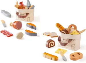 ROBUD Wooden Play Food for Kids Kitchen Cutting Set (Meat Set & Baking Set)