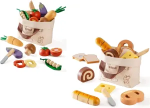 ROBUD Wooden Play Food for Kids Kitchen Cutting Set (Vegetable Set & Baking Set)