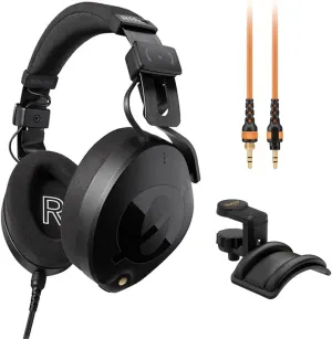Rode NTH-100 Professional Closed-Back Over-Ear Headphones Bundle NTH-Cable (Orange, 3.9') and Auray Headphones Holder