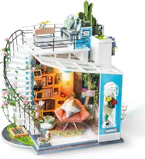Rolife DIY Miniature Dollhouse Kit Duplex Loft Model Building Sets Gifts for Teens/Adults (Dora's Loft)