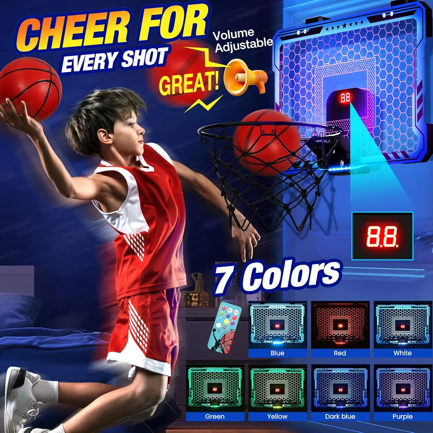 ropoda Indoor Basketball Hoop,Mini Basketball Hoop,Mini Hoop with 4 Balls Over The Door Basketball Hoop