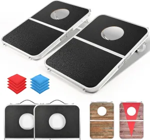 ROPODA Portable Cornhole Board Set,24 x 16 in Corn Hole Games for Adults with 8 Bean Bags, Lightweight Aluminum Alloy Edging Cornhole Set for Outdoor Games，Beach and Tailgates.