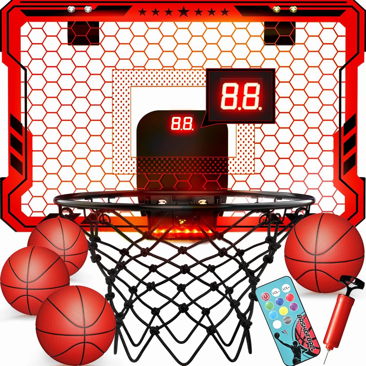 ropoda Indoor Basketball Hoop,Mini Basketball Hoop,Mini Hoop with 4 Balls Over The Door Basketball Hoop