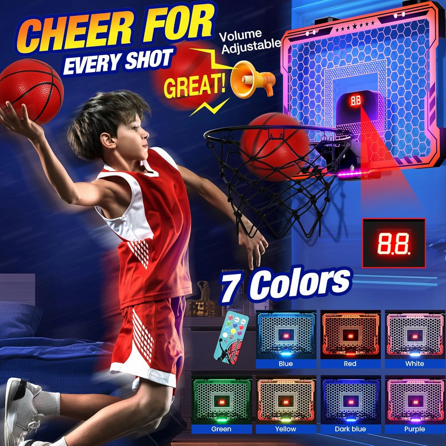 ropoda Indoor Basketball Hoop,Mini Basketball Hoop,Mini Hoop with 4 Balls Over The Door Basketball Hoop