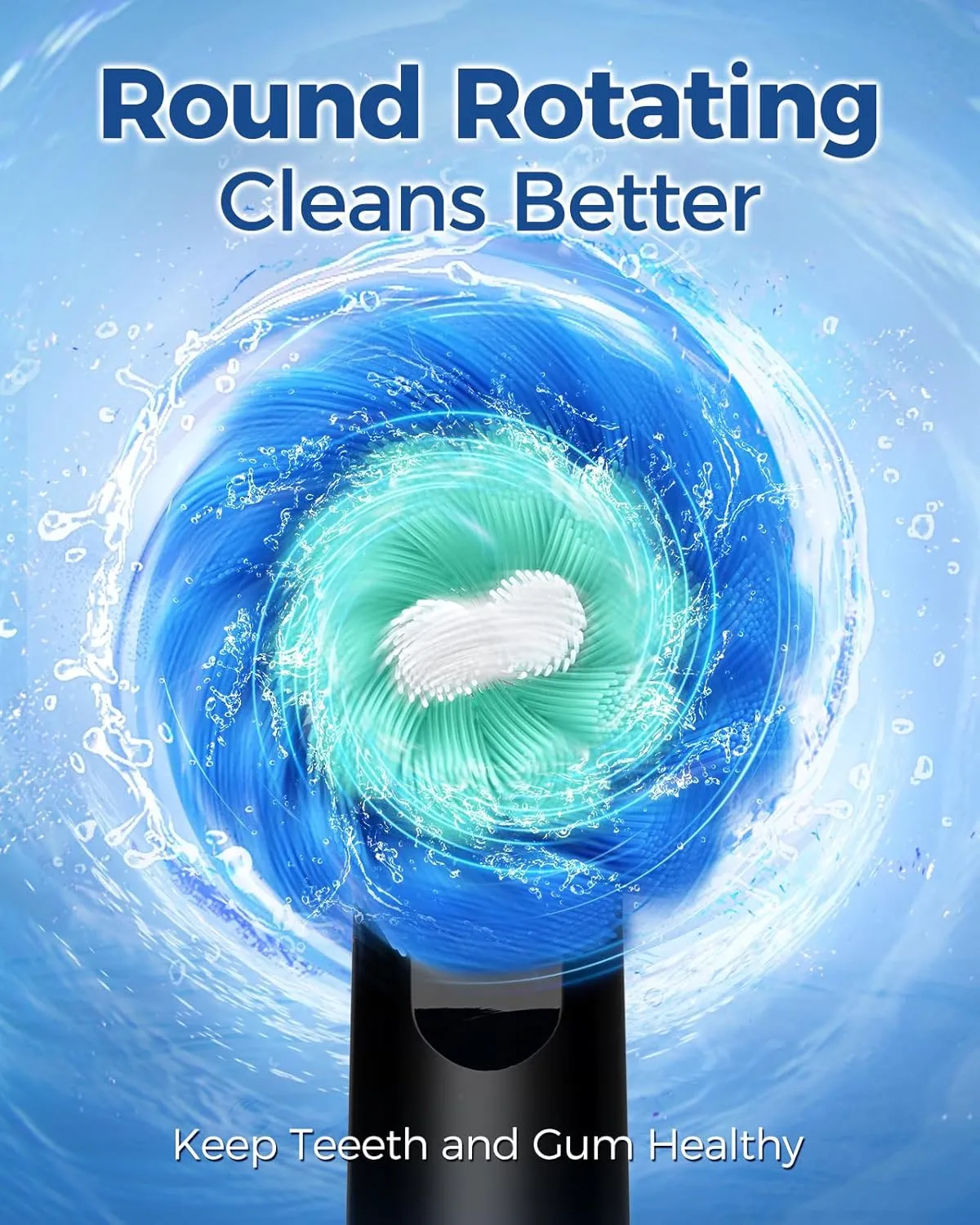 Rotating Electric Toothbrush for Adults with 8 Brush Heads, Sensitive Gum Care Electric Toothbrush with 3 Modes and 2 Min Smart Timer, Rechargeable Last 60 Days
