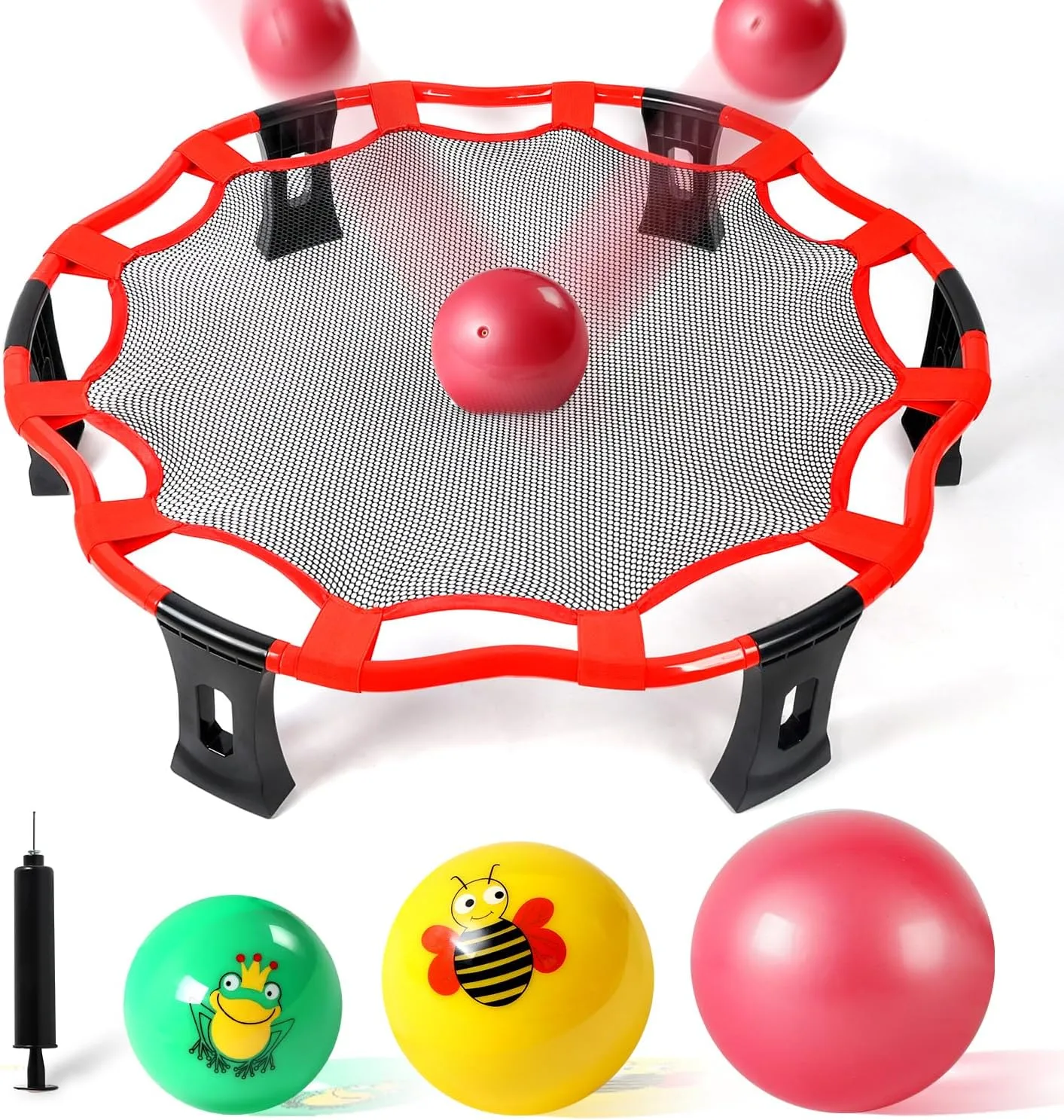 Roundnet Game Set – Affordable Alternative to Professional Sets – Reliable Quality for Backyard & Beach Fun – Includes 3 Balls, Pump & Carry Bag