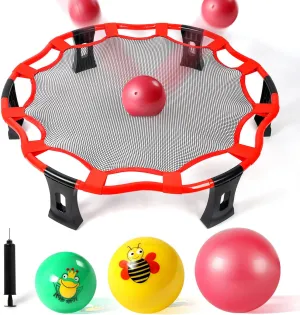 Roundnet Game Set – Affordable Alternative to Professional Sets – Reliable Quality for Backyard & Beach Fun – Includes 3 Balls, Pump & Carry Bag