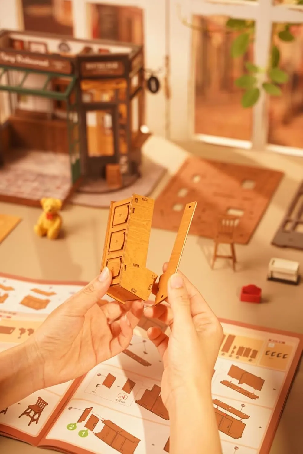 Rowood Miniature House Kits for Adults,DIY Mini House Building Kit,Wooden Dollhouse Kit with LED for Kids Teens Beginners as Birthday (Tipsy Restaurant)