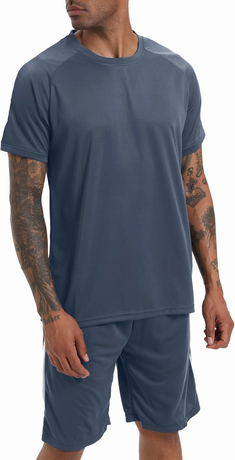 RPOVIG Shirts Shorts Workout Set:Men's 3 Pack Clothes Short set outfits Gym Active Athletic Basketball