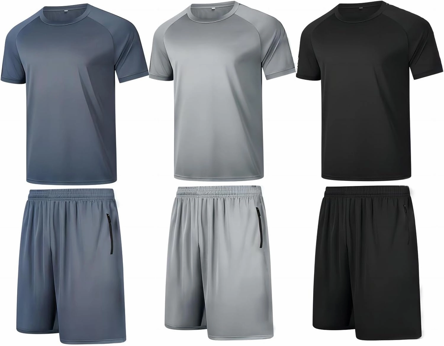 RPOVIG Shirts Shorts Workout Set:Men's 3 Pack Clothes Short set outfits Gym Active Athletic Basketball