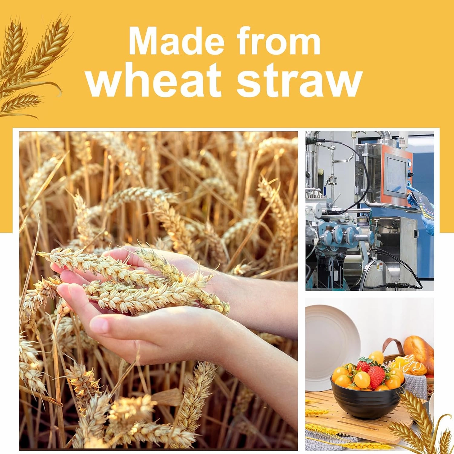 Rubtlamp Wheat Straw Dinnerware Sets, 16PCS Plastic dinnerware Set for 4, Wheat Straw Plates and Bowls Sets, Unbreakable Dinnerware Plastic Microwave Safe Dishes Det for Kitchen&Camping