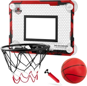 RUNBOW Indoor Mini Basketball Hoops Backboard with Powerful Suction Cups,Wall Mounted Door Basketball Hoops,Toys with Balls Gifts for Kids Boys Teens (43x30CM, Blue with Scorer) (Red Ordinary)