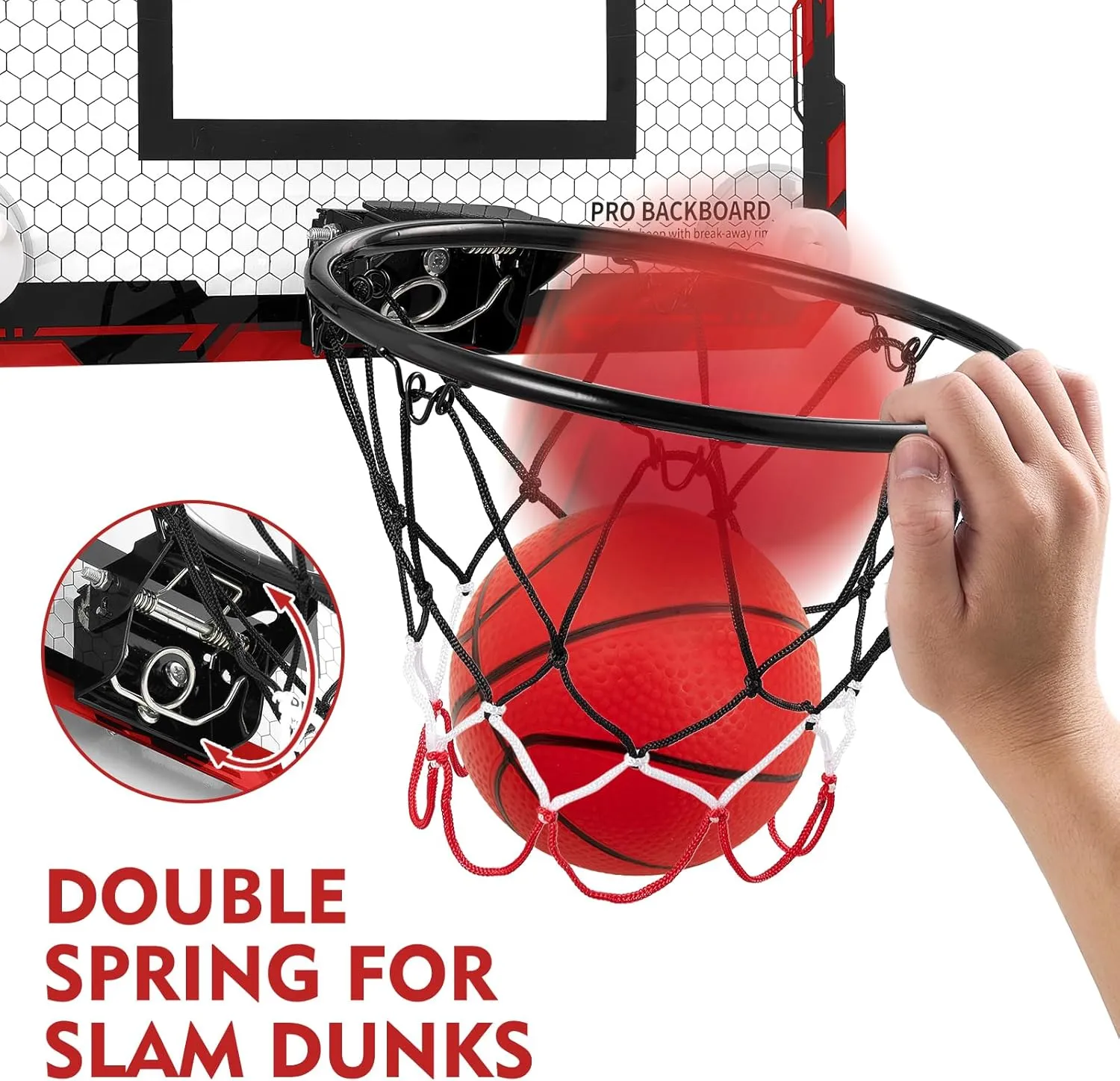 RUNBOW Indoor Mini Basketball Hoops Backboard with Powerful Suction Cups,Wall Mounted Door Basketball Hoops,Toys with Balls Gifts for Kids Boys Teens (43x30CM, Blue with Scorer) (Red Ordinary)