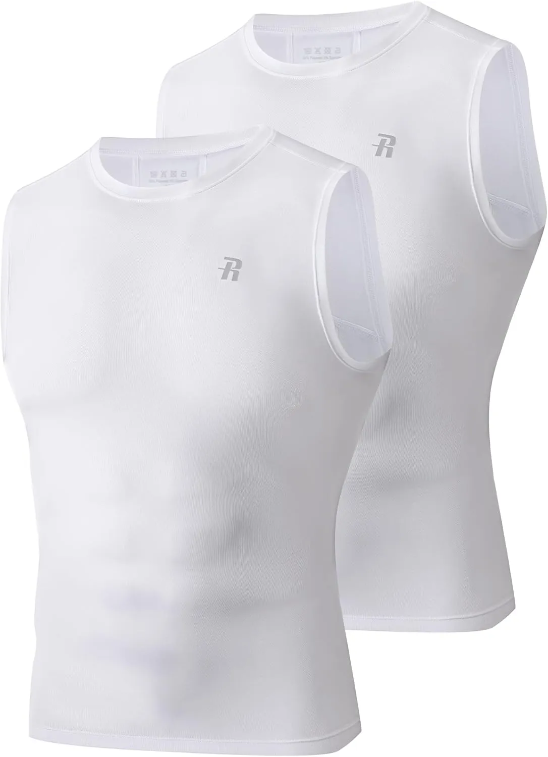 Runhit 2 Pack Men's Compression Shirts Sleeveless Workout Athletic Tank Top Sports Base Layer Undershirt