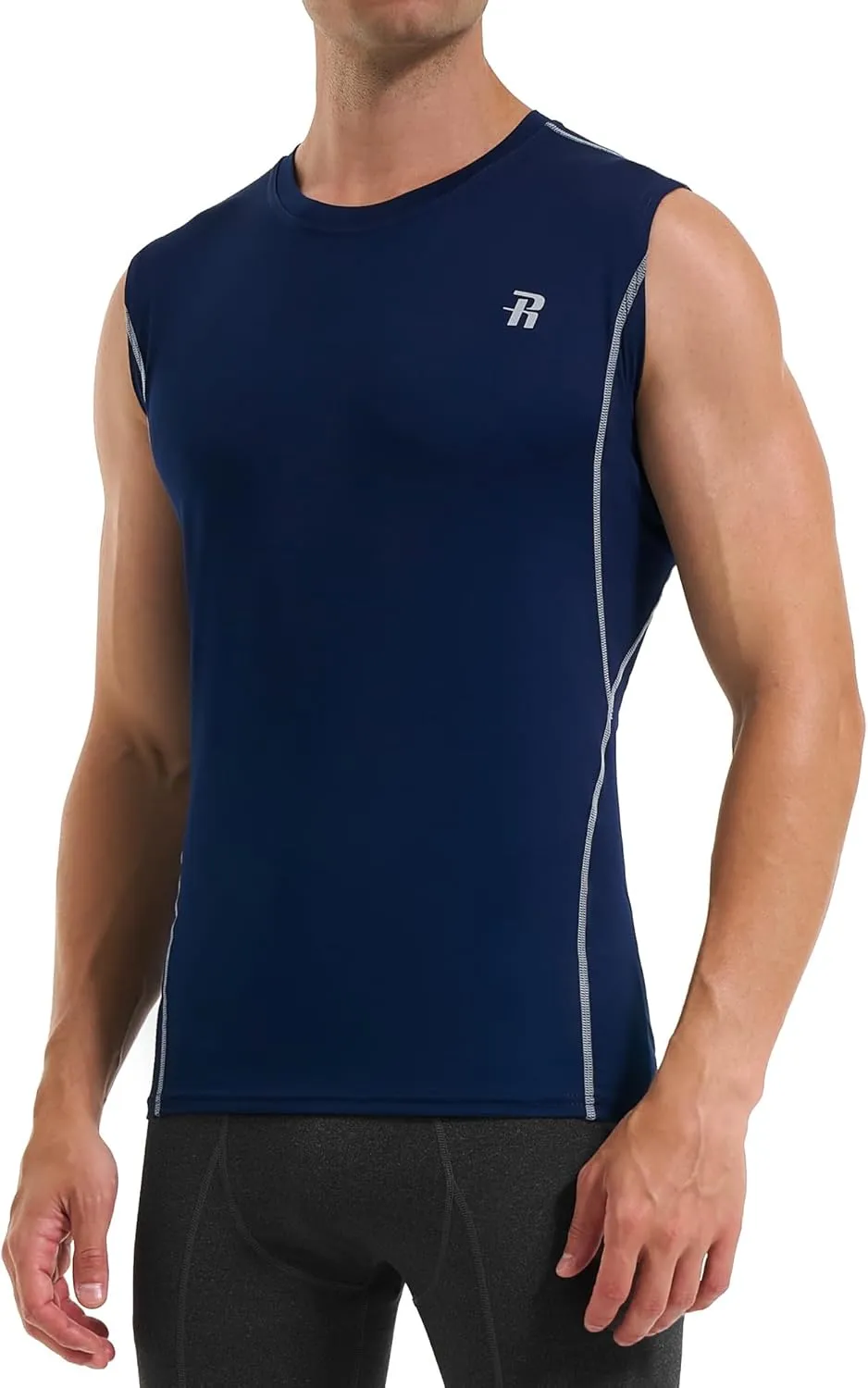 Runhit 2 Pack Men's Compression Shirts Sleeveless Workout Athletic Tank Top Sports Base Layer Undershirt
