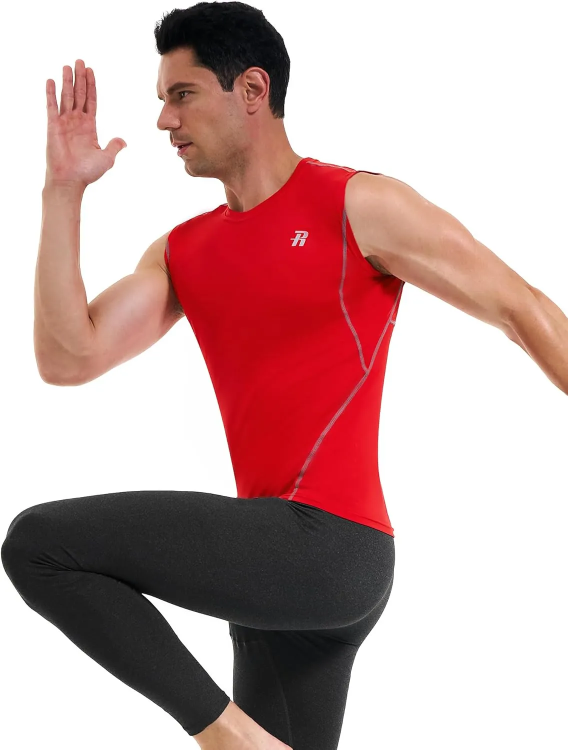 Runhit 2 Pack Men's Compression Shirts Sleeveless Workout Athletic Tank Top Sports Base Layer Undershirt