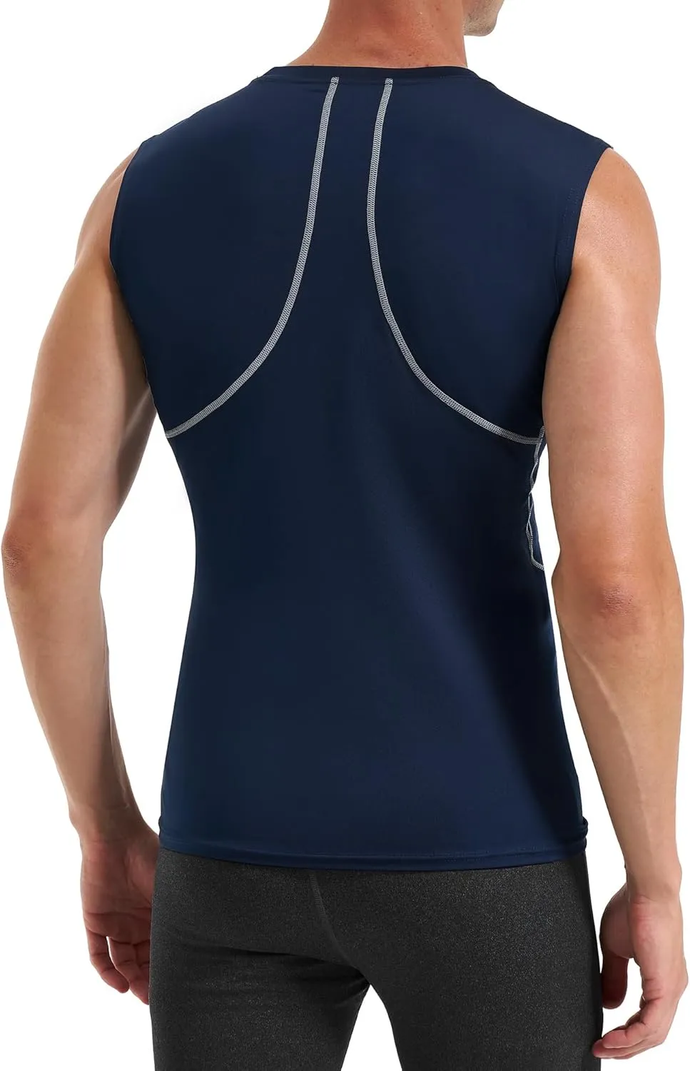 Runhit 2 Pack Men's Compression Shirts Sleeveless Workout Athletic Tank Top Sports Base Layer Undershirt