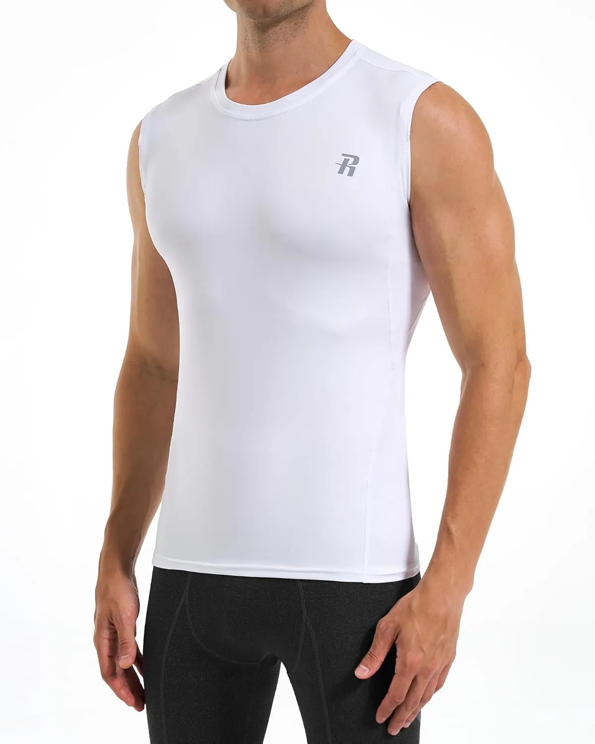 Runhit 2 Pack Men's Compression Shirts Sleeveless Workout Athletic Tank Top Sports Base Layer Undershirt