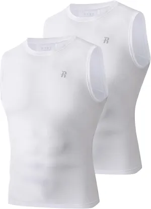 Runhit 2 Pack Men's Compression Shirts Sleeveless Workout Athletic Tank Top Sports Base Layer Undershirt