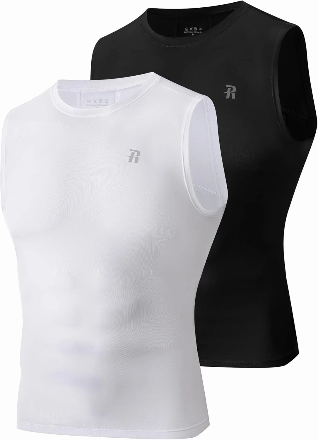 Runhit 2 Pack Men's Compression Shirts Sleeveless Workout Athletic Tank Top Sports Base Layer Undershirt