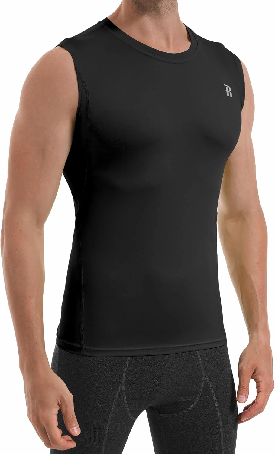 Runhit 2 Pack Men's Compression Shirts Sleeveless Workout Athletic Tank Top Sports Base Layer Undershirt