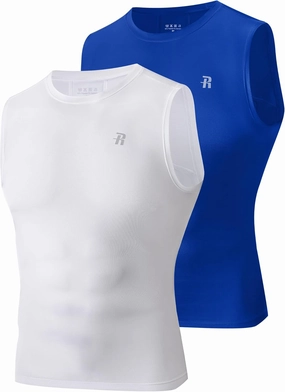 Runhit 2 Pack Men's Compression Shirts Sleeveless Workout Athletic Tank Top Sports Base Layer Undershirt