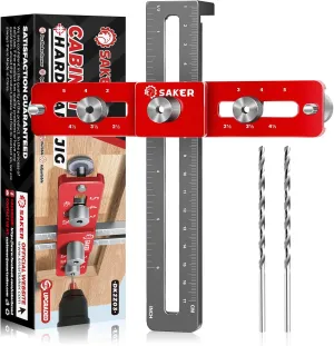 Saker Cabinet Hardware Doweling Jig,Adjustable Cabinet Template Tool for Knobs,Handles and Pulls,Self Centering Punch Locator Precise Woodworking Drill Guide for Drawer Cabinet Installation