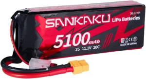 SANKAKU 5100mAh 3S Lipo Battery 20C 11.1V Lipos Soft Pack with XT60 Connector for RC Aircraft Drone Quadcopter Airplane Helicopter Racing Hobby