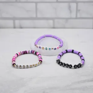 Sassy AF Beaded Word Bracelet - Cute Bracelet Sayings - Stackable Stretch Bracelet