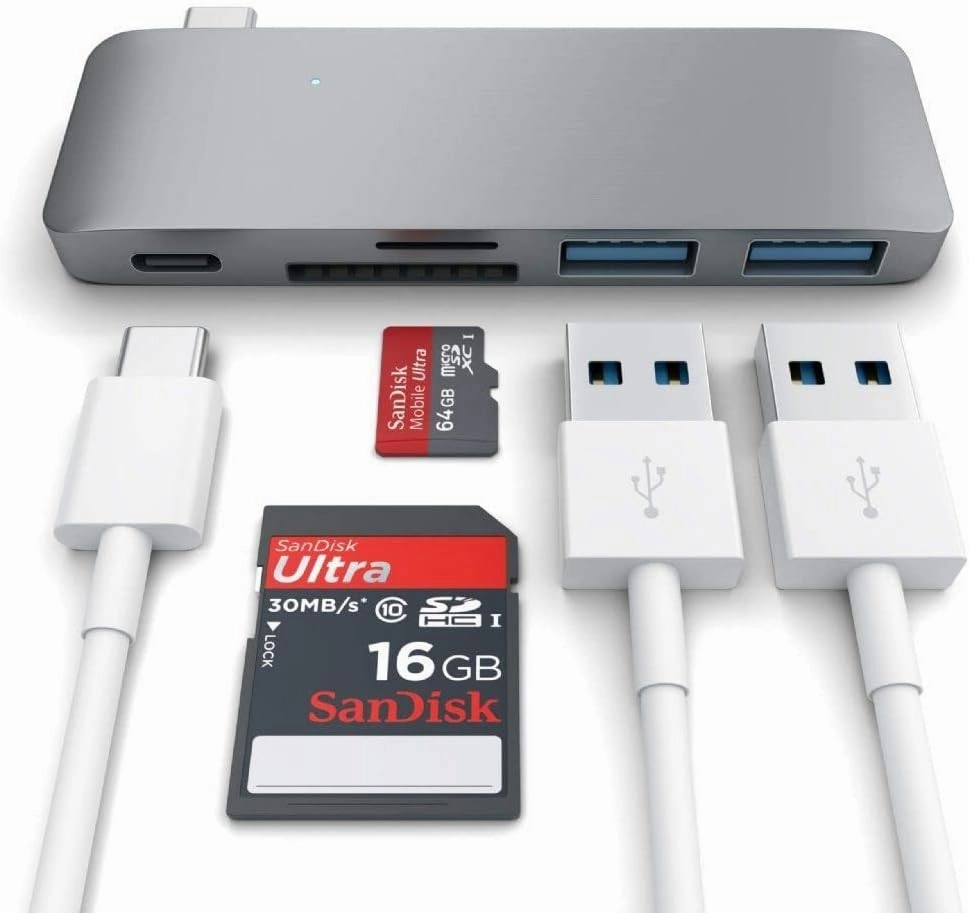 Satechi USB C Hub Adapter 5 in 1, USB C Dongle with 3 USB-A Data Ports, Micro/SD Card Readers, USBC Hub MacBook Pro/Air M1 M2 M3, Dell, HP, Surface, Lenovo - Space Gray