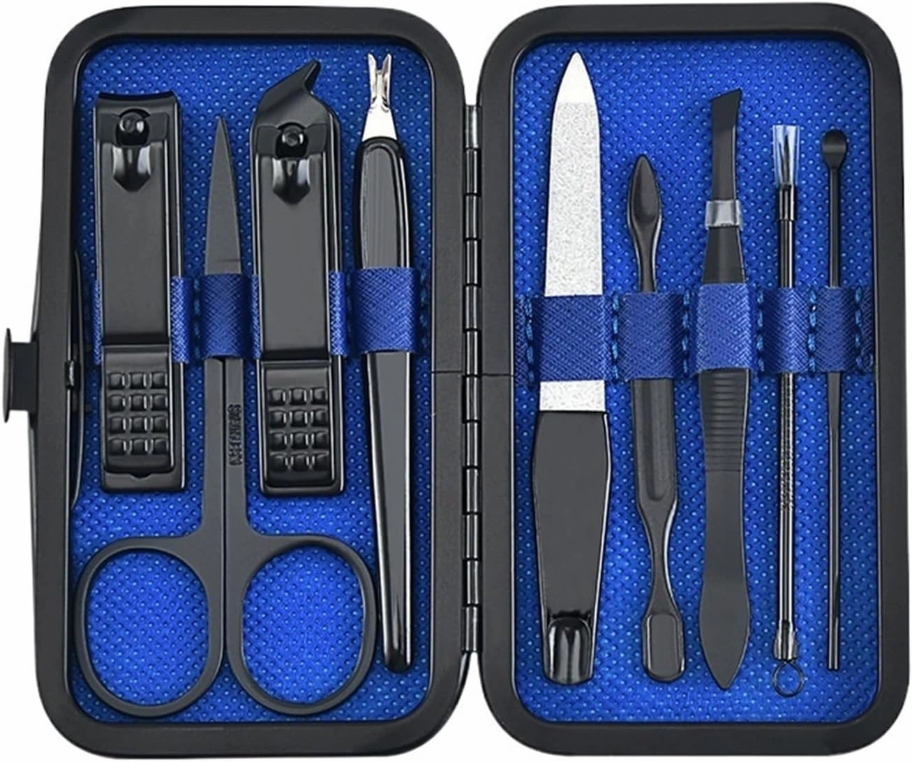SBTRKT 7/8/9 Pcs Manicure Cutters Nail Clipper Set Stainless Steel Household Pedicure Multifunction Nail Scissors Tool Portable Travel (Color : Blue 7-Piece Set)