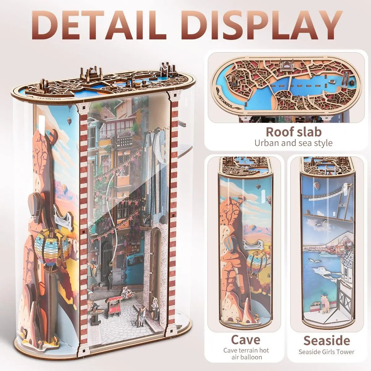Scenery in Istanbul DIY Book Nook Kit for Adults – Booknook Miniature House Kit, DIY Book Nooks Shelf Insert, Tiny House & Dollhouse Building Kit, DIY Miniature Kit